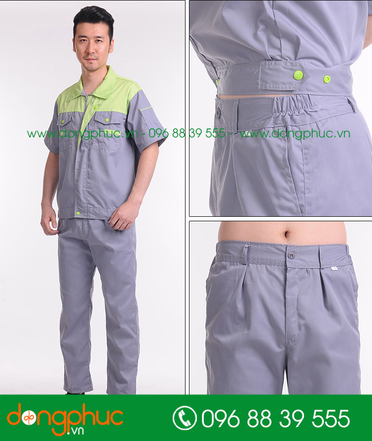 Mẫu bảo hộ màu ghi phối xanh lá cộc tay